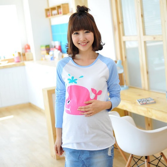 2012 maternity clothing summer basic shirt dolphins t-shirt top maternity clothes long-sleeve