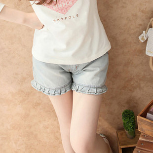 2012 maternity clothing summer denim knee-length pants maternity capris maternity shorts hl032