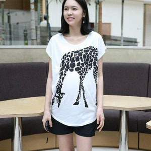 2012 maternity clothing summer maternity short-sleeve top loose maternity shirt onta print maternity t-shirt