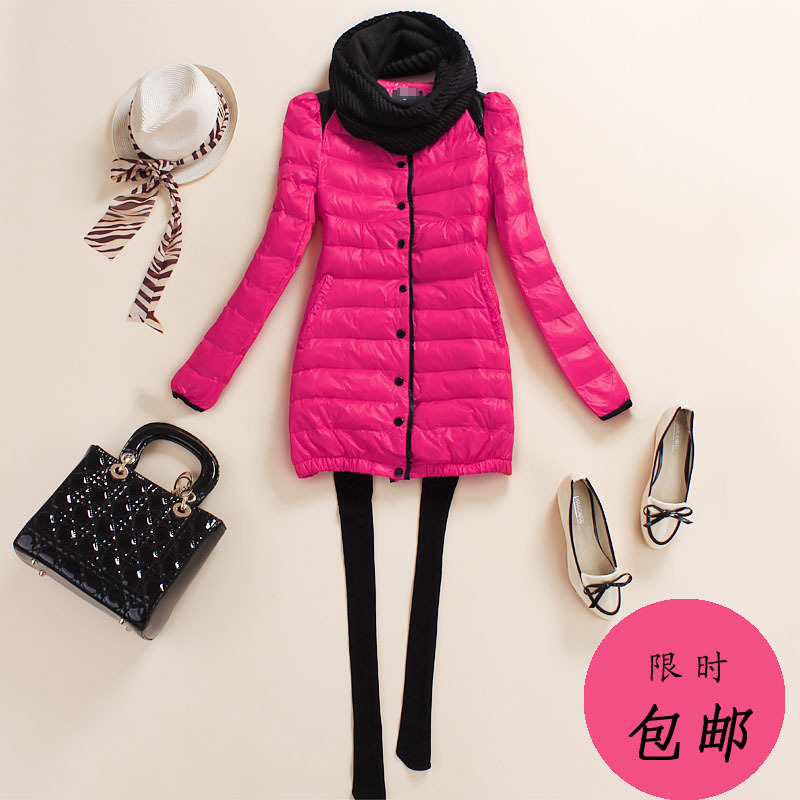 2012 medium-long cotton-padded jacket wadded jacket female cotton-padded jacket candy color winter outerwear female