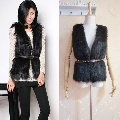 2012 medium-long faux fur coat vest long design female fur coat fur big