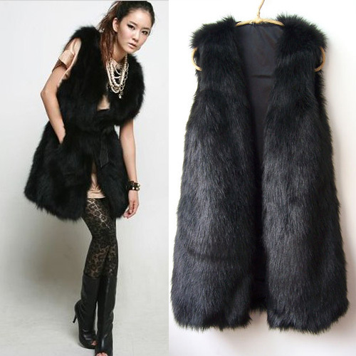 2012 medium-long faux fur coat vest short design female fur coat fur big