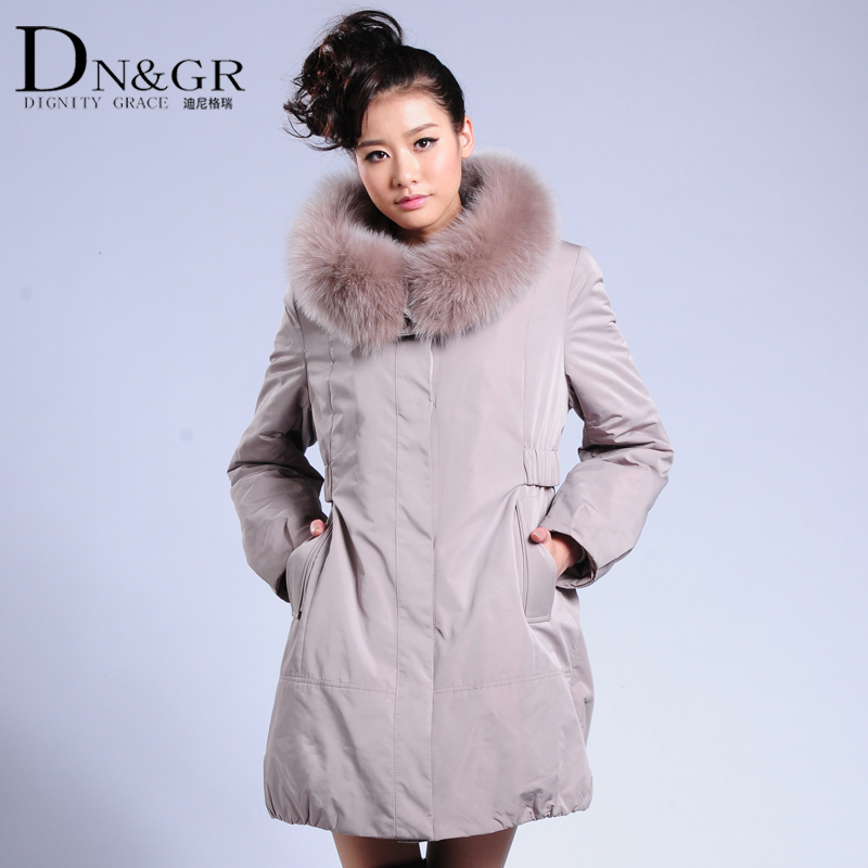 2012 medium-long fox hat rabbit liner fur overcoat female nick coat female outerwear