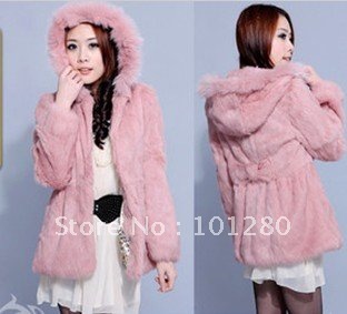 2012 medium-long outerwear fur with a hood fur coat f261