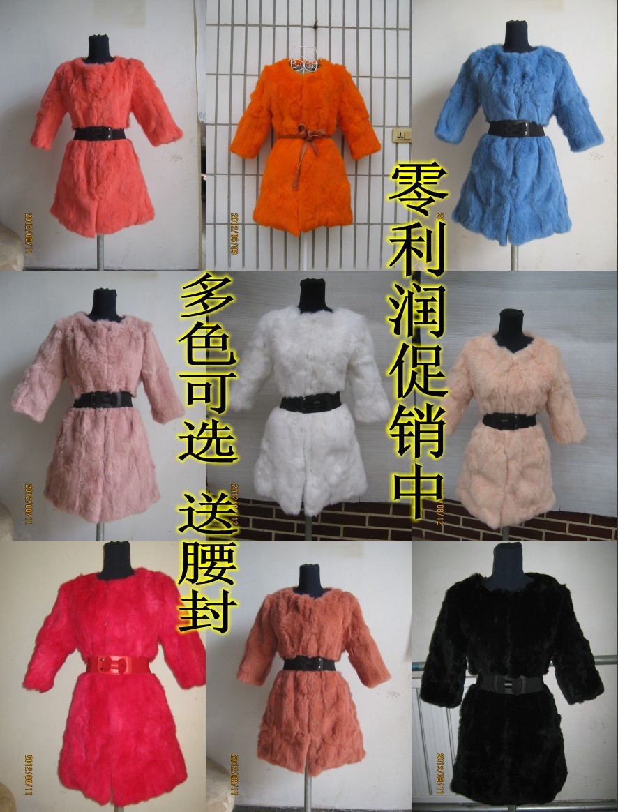 2012 medium-long rabbit fur coat short design female fur coat fur overcoat