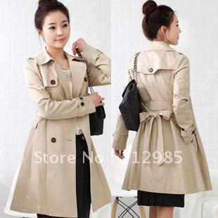 2012  medium-long women's trench autumn fashion turn-down collar trench woman outerwear spring and autumn overcoat