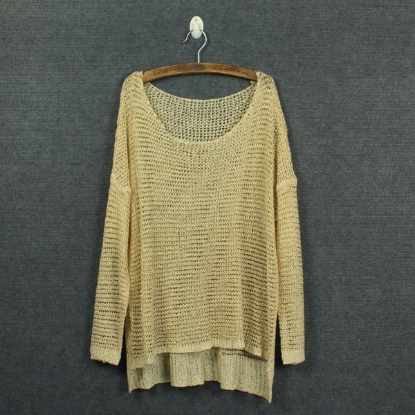 2012 mesh cutout gold line shirt air conditioning shirt yarn sweater