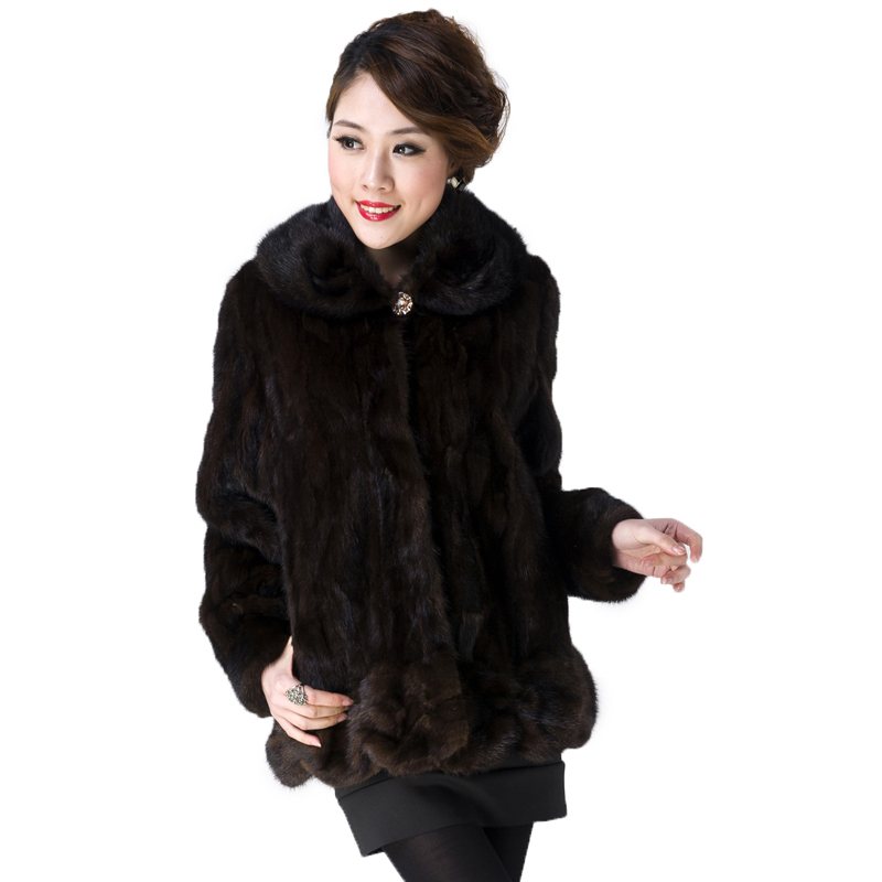 2012 mink fur coat female marten overcoat women's plus size long fur design