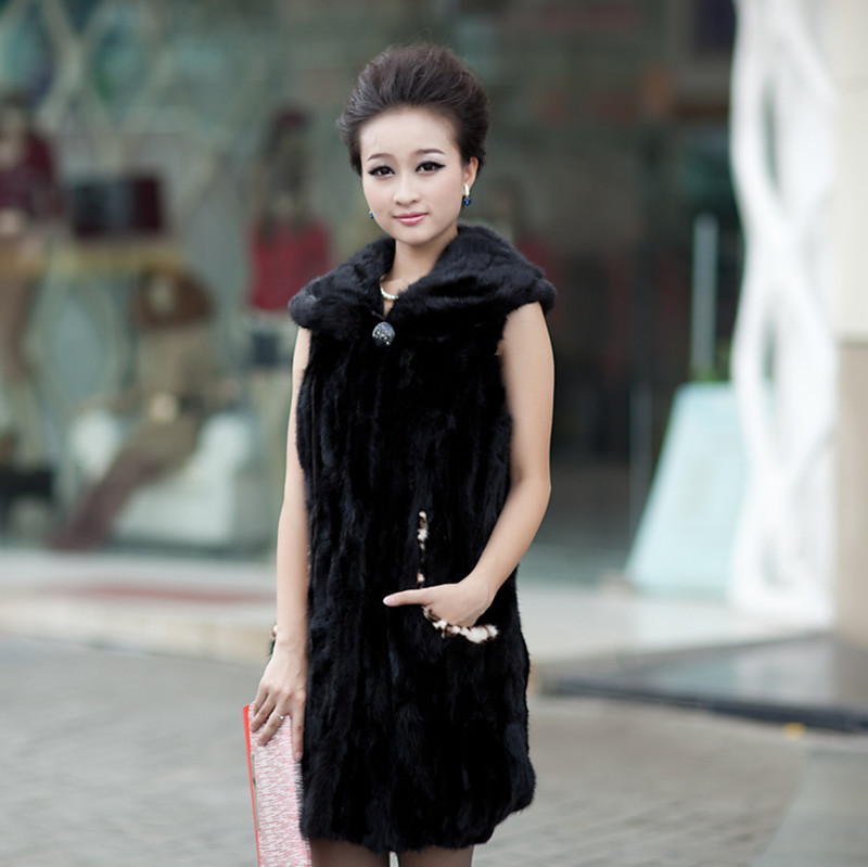 2012 mink fur coat fight mink vest black