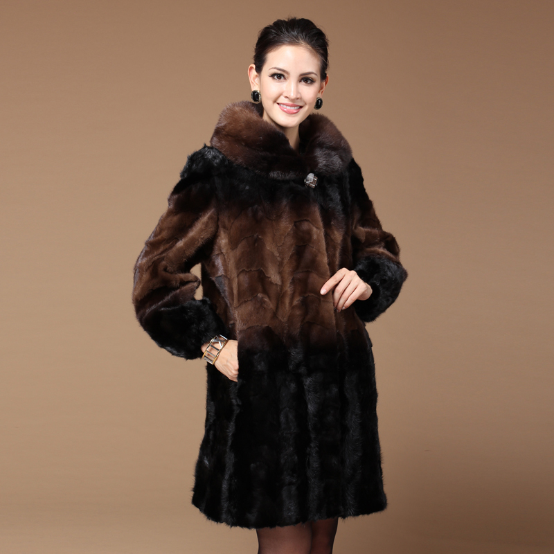 2012 mink fur overcoat long design fight mink fur coat female n7