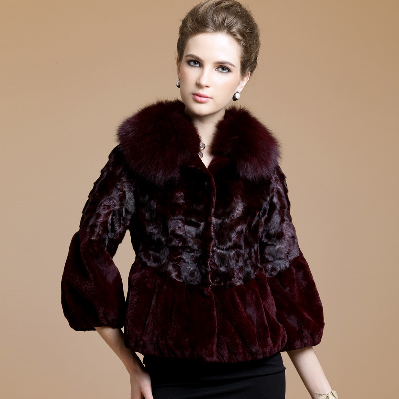 2012 mink hair fight mink slim rex rabbit hair fur coat 6868