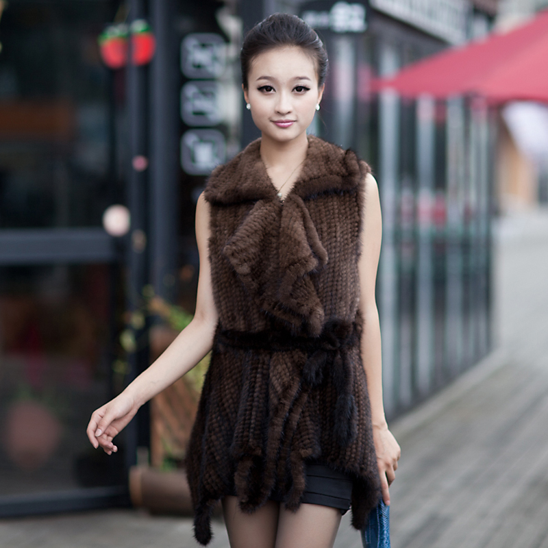 2012 mink hair knitted fur vest medium-long outerwear women's