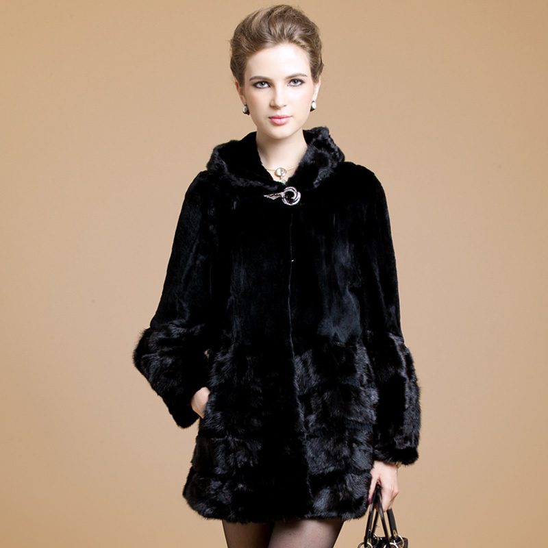 2012 mink hair marten overcoat female fur coat sy81