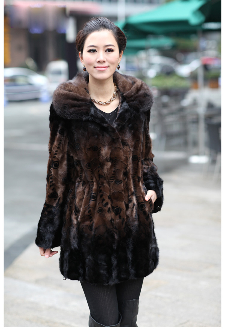 2012 mink long design fight mink fur coat Women fur overcoat