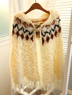 2012 mohair horn button tassel cloak sweater outerwear free shipping