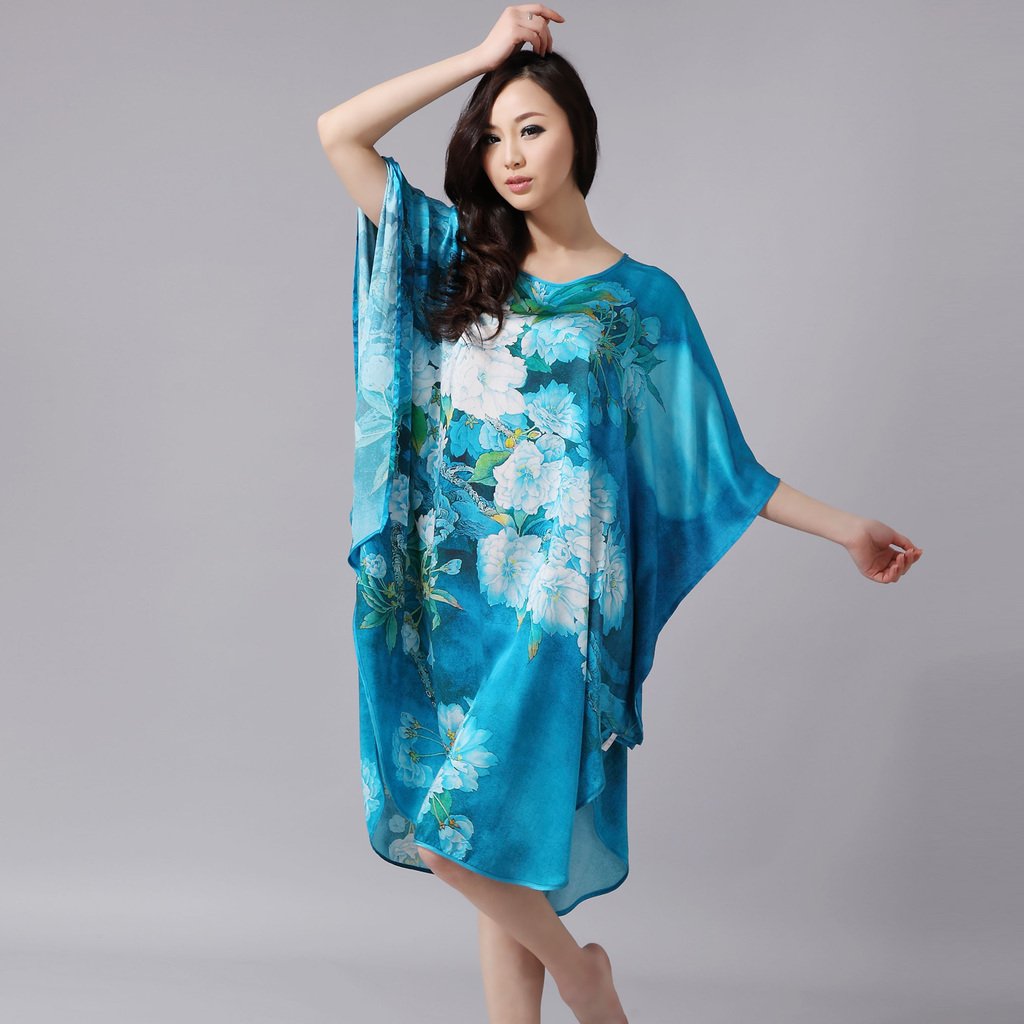 2012 mulberry silk personalized fashion oil painting silk batwing shirt lounge 0004