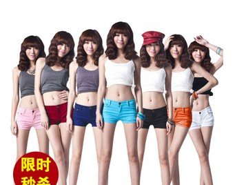 2012 multicolour casual skinny pants candy color denim shorts sexy shorts  Free shipping (2 pcs/ lot)