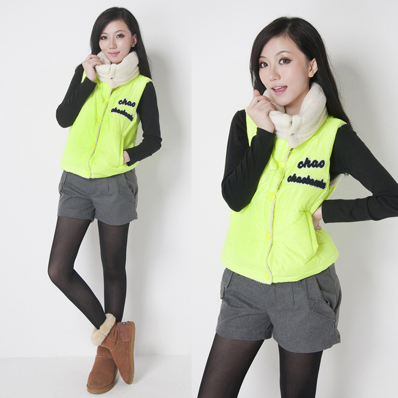 2012 neon vest thickening fleece vest cotton vest sweatshirt female autumn and winter 8111