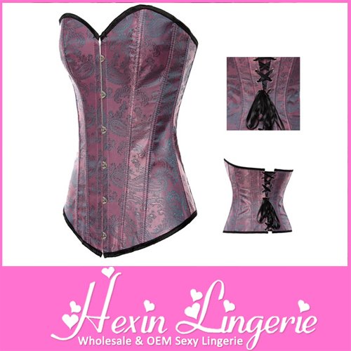 2012 New 1 Pcs Freeshipping Wholesale&Retail Purple Passion Color Changing Brocade Floral Corset LB4350  Size S M L XL