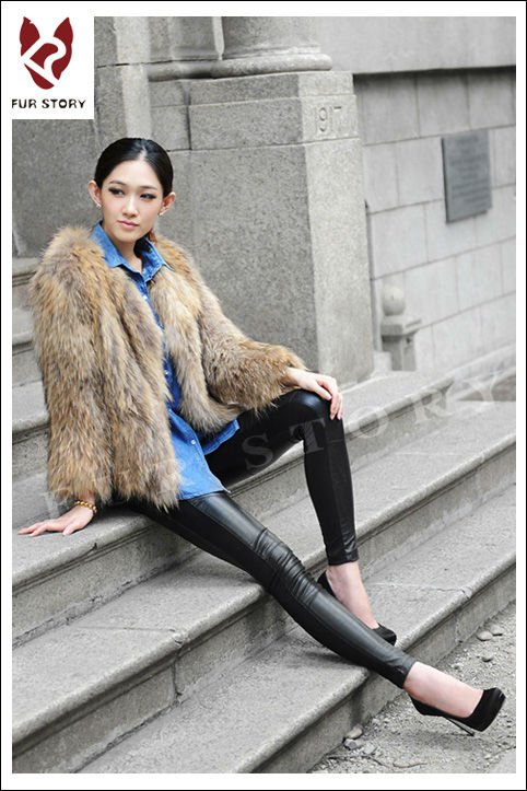 2012 NEW 100% knitted raccoondog fur coat jacket overcoat vest waistcoat 5 colors popular