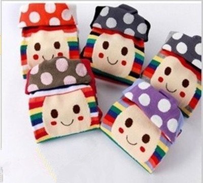 2012 new /24pcs/ socks wholesale manufacturers / cute cute smiling cartoon socks cotton mushroom head wear two, free shippingy03