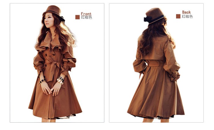 2012 new arried high quality lady's casual overcoat fashion wind coat trench outwear 204026 Free shipping