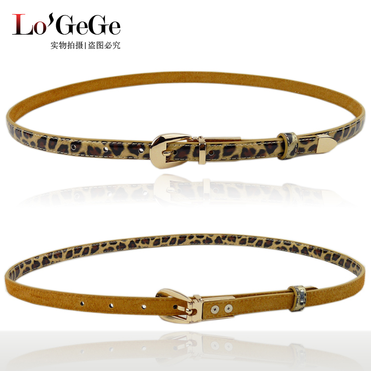 2012 new arrival all-match leopard print genuine leather thin belt women's belt fashion genuine leather japanned leather strap