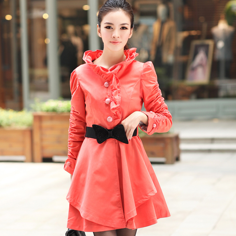 2012 new arrival autumn all-match baimuer lace collar ladies elegant trench