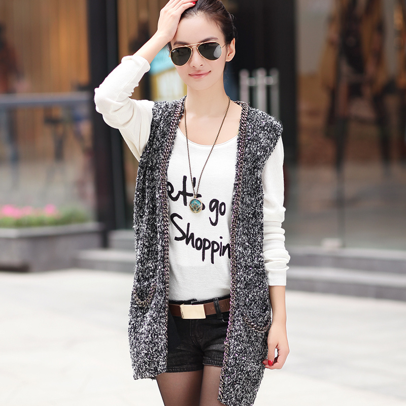 2012 new arrival autumn all-match elegant bling chain decoration sleeveless cardigan