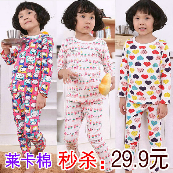 2012 new arrival autumn and winter children's clothing female child underwear set lounge set baby