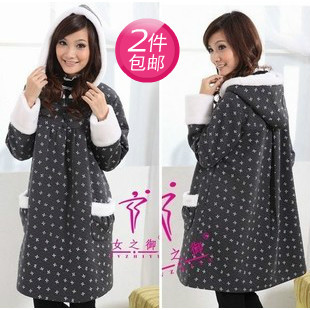 2012 new arrival autumn and winter maternity clothing maternity outerwear with a hood outerwear thickening winter