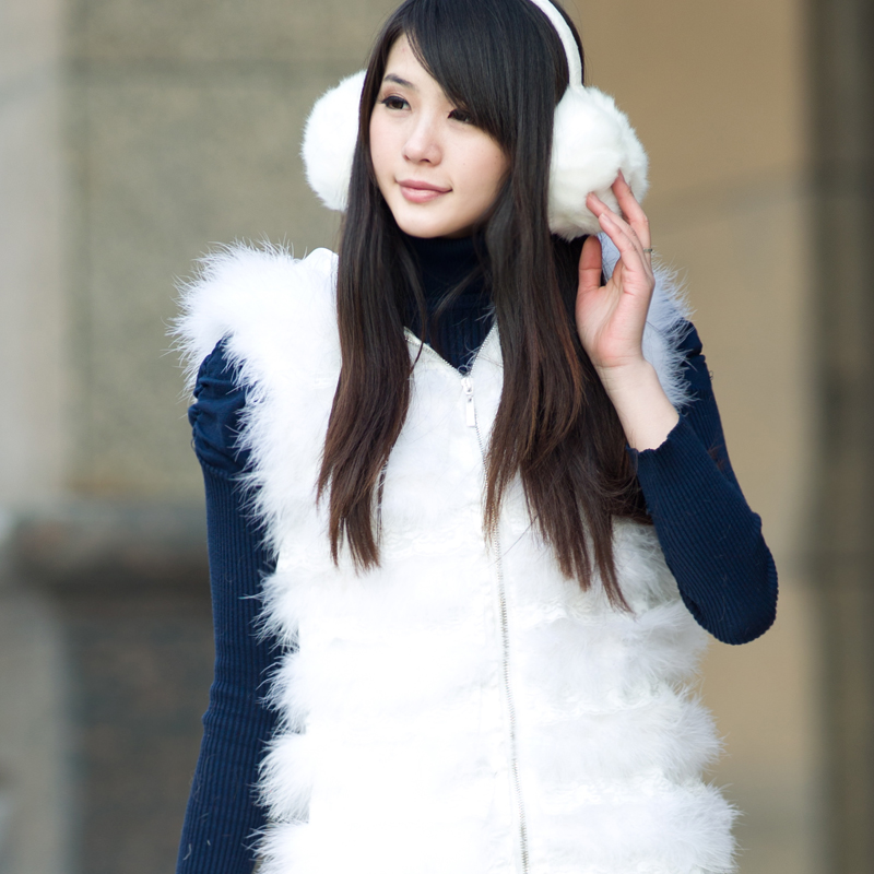 2012 new arrival autumn and winter ostracods fur turkey wool lace decoration medium-long hooded fur vest