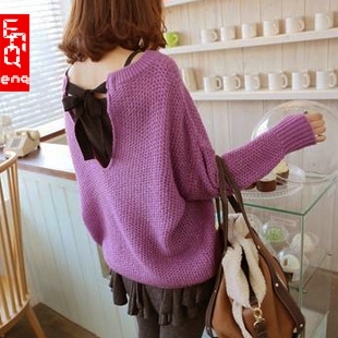 2012 new arrival autumn and winter popular women's fresh purple brief medium-long back strap racerback sweater shirt