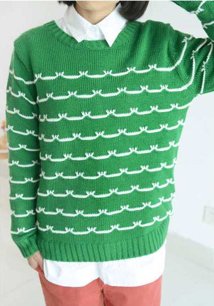 2012 new arrival autumn and winter sweet vintage wave thick multicolor pullover sweater ,Free shipping