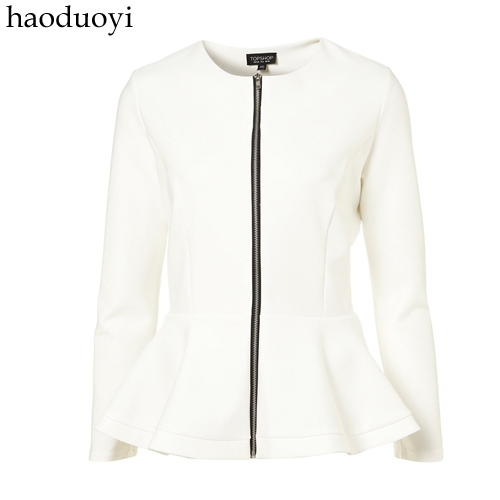 2012 new arrival autumn elegant beautiful Ruffle sweep fish tail sweep long-sleeve white zipper outerwear victoria slim coat