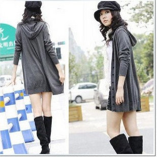 2012 new arrival autumn women's all-match medium-long sweater with a hood sweater cardigan