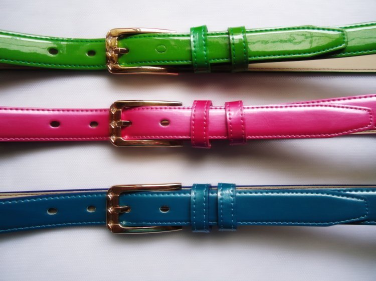 2012 new arrival cowhide japanned leather pin buckle belt female genuine leather multicolour candy color belt strap