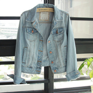 2012 new arrival excellent turn-down collar basic denim coat denim outerwear fashion slim