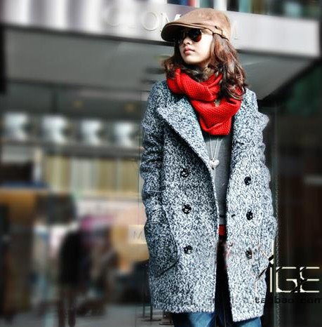 2012 New arrival fashion Quality womens' Vintage Warm Double Breasted Jacket Trench Cashmere woolen long coat casual elegant