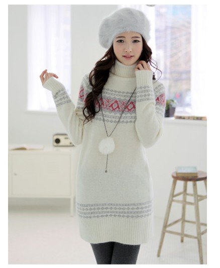 2012 new arrival fashion turtleneck long design women's sweater long design sweater