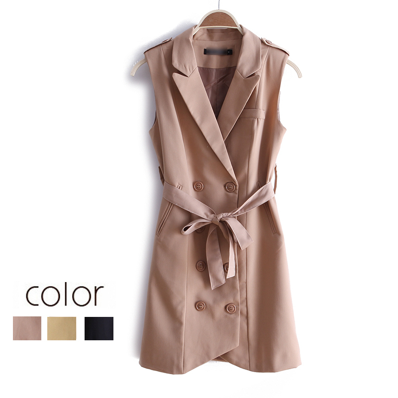 2012 New Arrival Fashion Woman trench Sleeveless Autumn Dress Double-breasted Long Coat