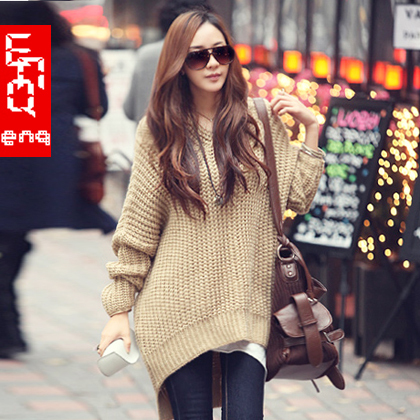 2012 new arrival fashion women's casual solid color with a hood sweater loose plus size autumn and winter sweater