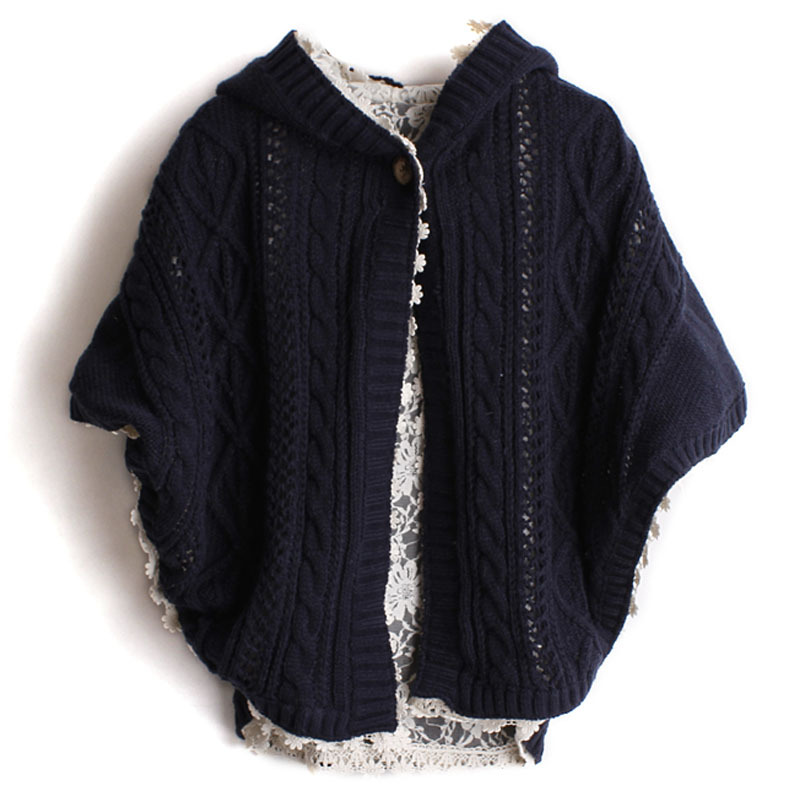 2012 new arrival female fashion casual reversible lace decoration with a hood bat sweater