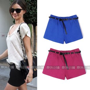 2012,new arrival,free shipping,candy ,slim euopean shorts+belt,beautiful,short+belt,wholesale and retail!!!