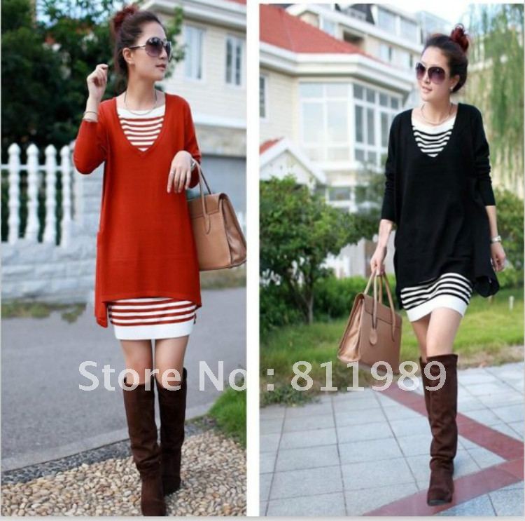 2012 new arrival Free shipping  .Fashion , fashion women's dress Leather clothing Cutout sweater twinset long-sleeve