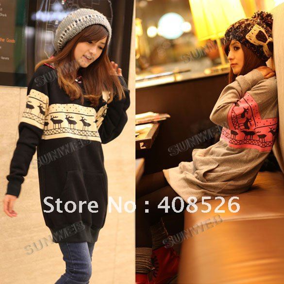 2012 New arrival Free Shopping Korea Fashion Cotton Jacket Long Women Sweatshirt 3284