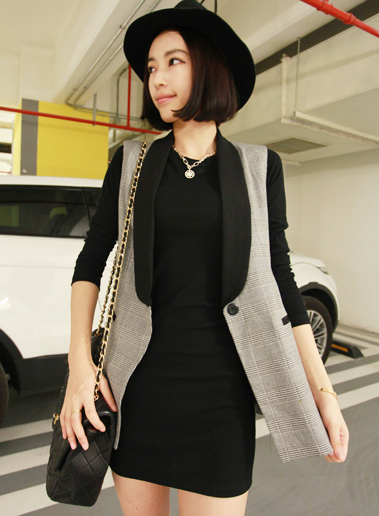 2012 new arrival houndstooth all-match OL outfit fashion plaid vest female