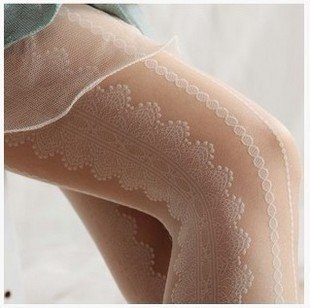 2012 New arrival! Japan and Korea Fashion  Lace round the leg side Retro Stocking Ultrathin  tights ,sweet Lace Hose for women