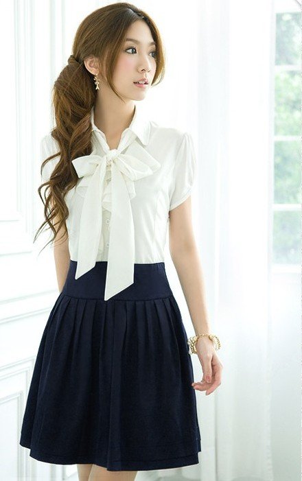 2012 new arrival lady fashion bow style retro slim summer student dress women/free shipping/promotion