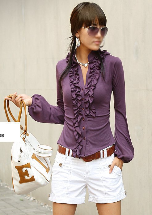 2012 new arrival lantern sleeve long-sleeved T-shirt lady's shirt Women's Clothes Free shipping[040491]